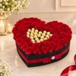24 Red Roses with 16 Ferrero Rocher in Heart-Shaped Gift Box