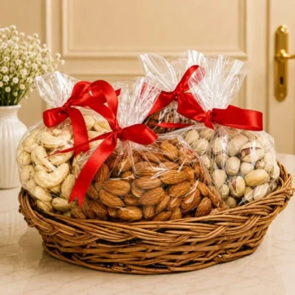 2kg premium dry fruit basket with almonds pistachios walnuts and cashews for parents