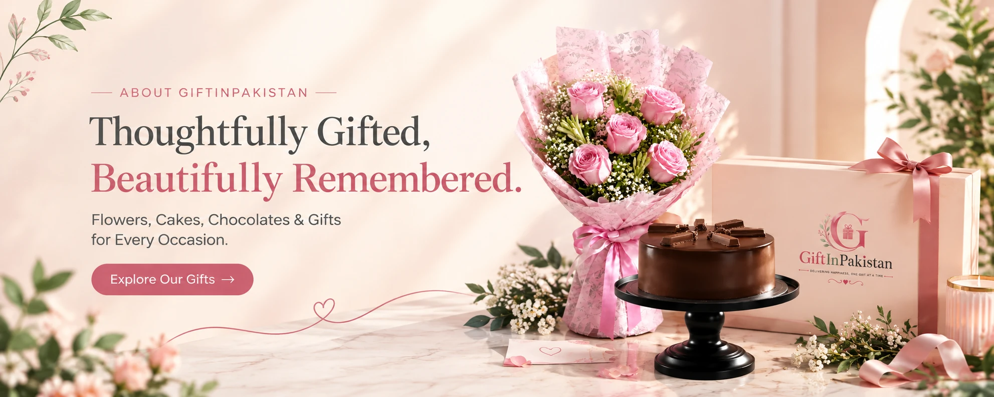 GiftInPakistan online gifting platform for flowers cakes chocolates and gifts