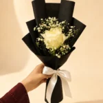Ivory Whisper Bouquet with White Rose and Baby's Breath