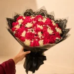 Red Romance Bouquet with Red Roses and White Filler Flowers