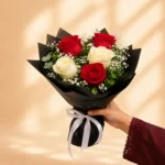 Ruby & Ivory Bouquet with Red and Ivory Roses