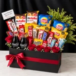 Sweet Indulgence chocolate snack gift box with red roses and Coca-Cola