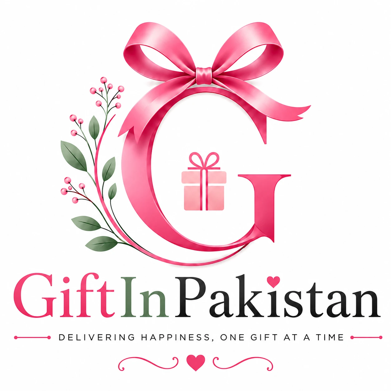 GiftInPakistan logo with pink gift icon and elegant G symbol